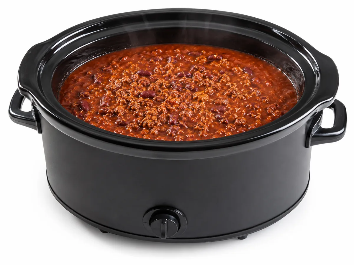 Beef Chili, finished and plated