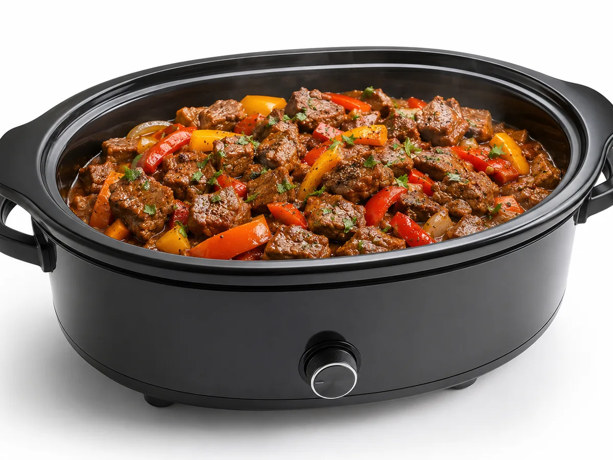 Pepper Steak, finished and plated