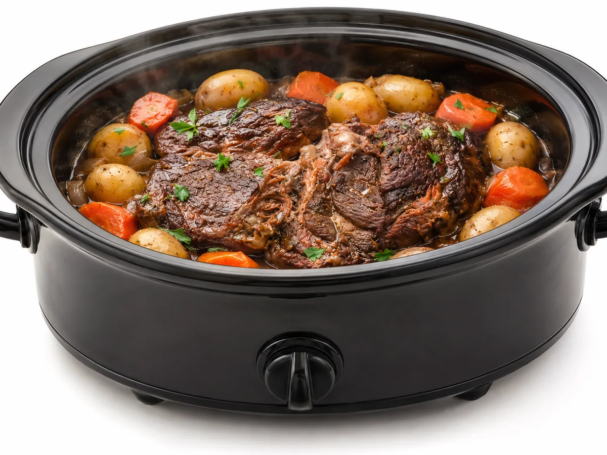 Cook SLO Pot Roast, finished and plated